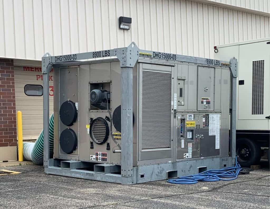 Heavy-duty industrial HVAC unit at REIC Rentals facility, used for climate control and maintenance.