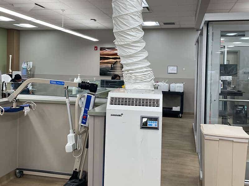 - Portable medical air conditioner unit in hospital or healthcare facility.