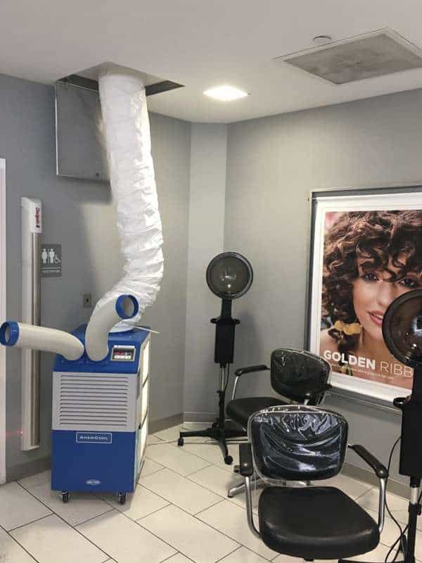 Ventilation equipment in hair salon or beauty clinic for rent at REIC Rentals.
