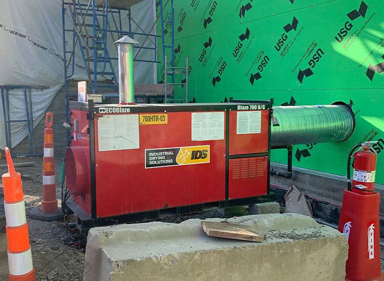Industrial dryer equipment for construction site heating and drying solutions.