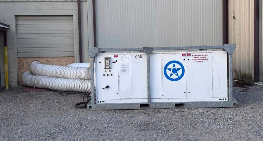 Portable HVAC unit for industrial cooling and climate control.