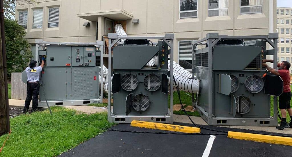 High-capacity HVAC units for commercial property cooling and heating.