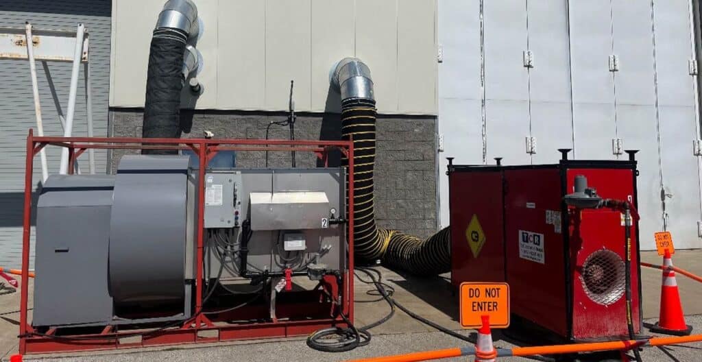 Industrial HVAC rental equipment for construction site ventilation.