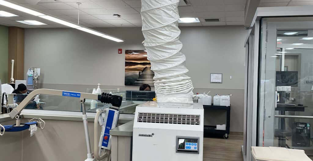 Airborne infection control equipment at hospital, medical safety, healthy environment, hospital sterilization, respiratory equipment for healthcare facilities.