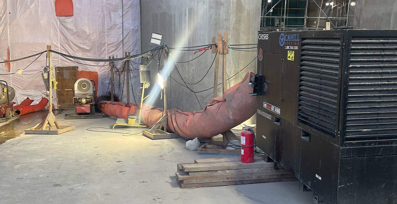 Temporary power generator providing reliable energy for construction projects.