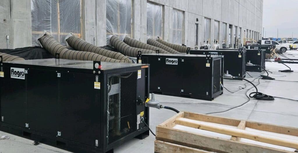 Cooling units for manufacturing support during weather shifts at REIC Rentals.