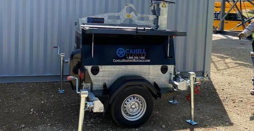 Mobile heating and climate control unit for infrastructure projects.