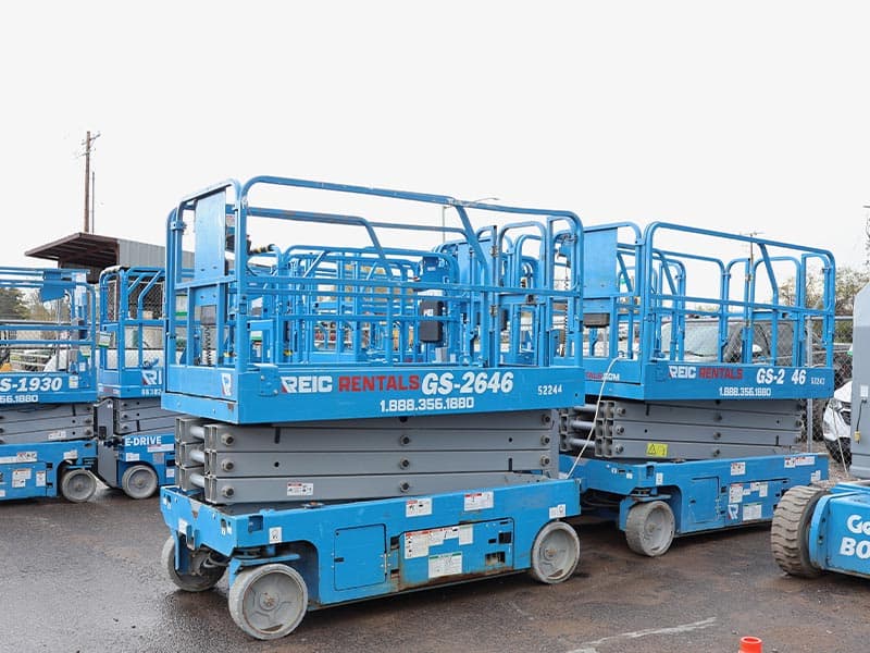 Rental scissor lift for safe access in Brighton.