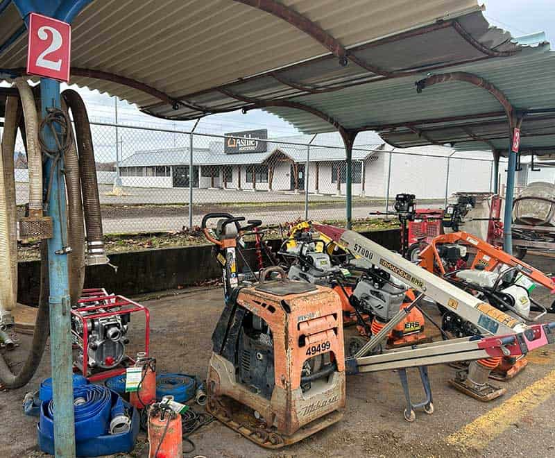 Compact construction equipment rental at REIC Rentals, including compactors and power tools, under a.