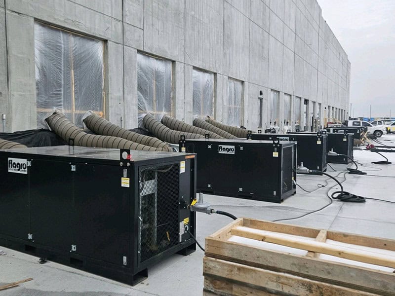 HVAC units installed on the roof of a commercial building in Columbus.