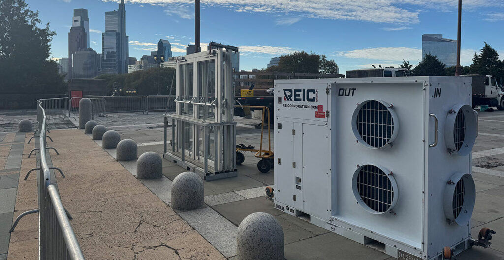 REIC portable power units for temporary energy solutions on rooftop.