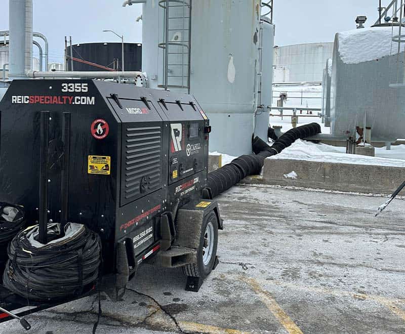 Industrial generator and ventilation system at Pinedale rental property.