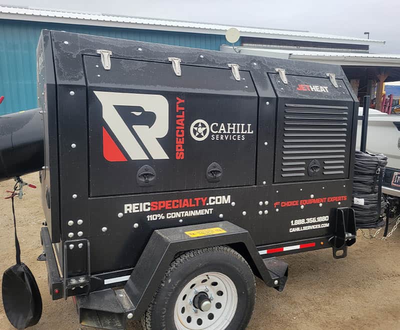 Portable industrial equipment trailer for rental at REIC Rentals.