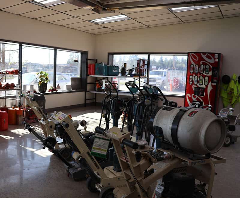 Fitness equipment inside REIC Rentals location in Whitefish.