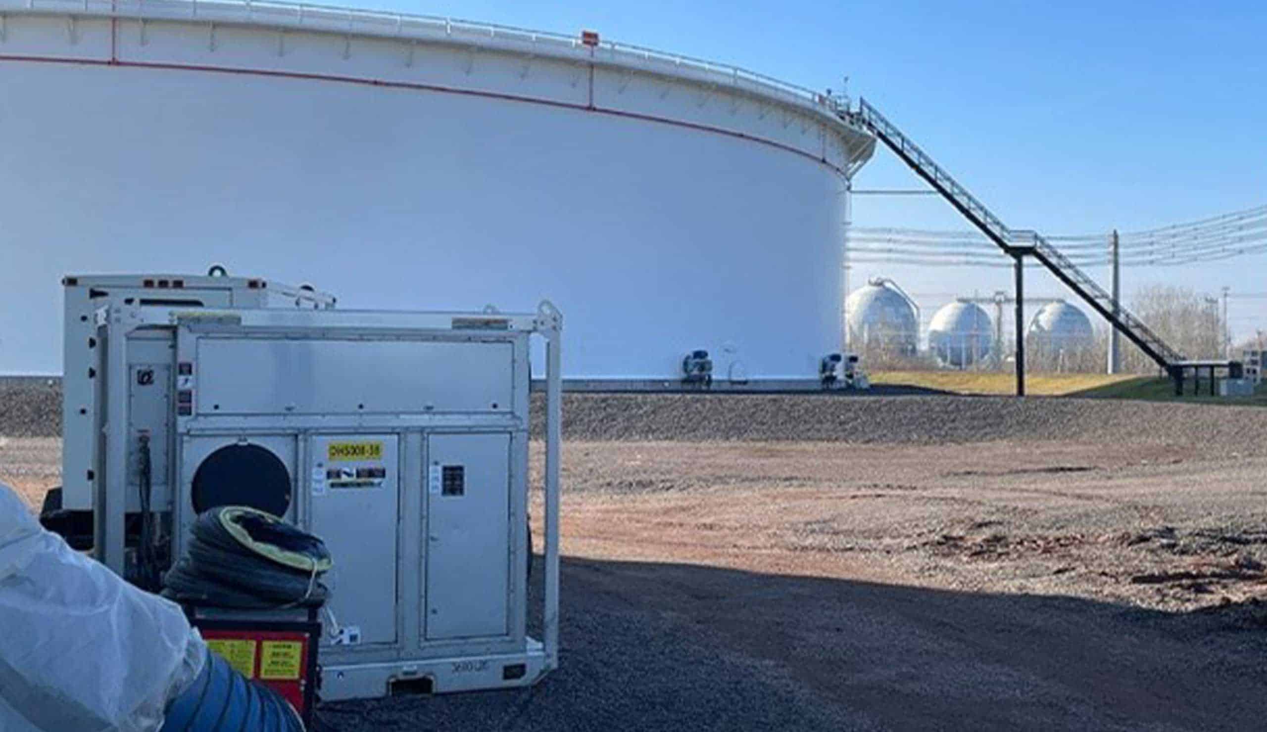 Industrial coating and painting equipment at REIC Rentals site.