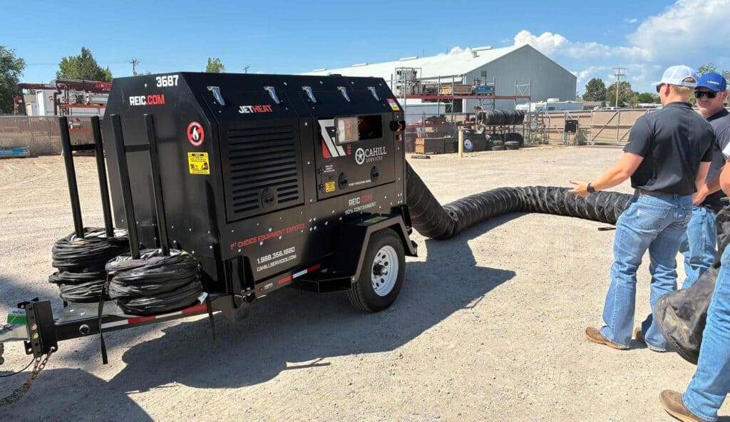 Portable construction heater for construction site heating solutions.