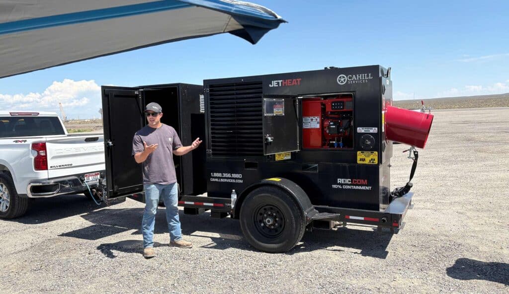 Mobile temporary heating solution for hospital construction sites.