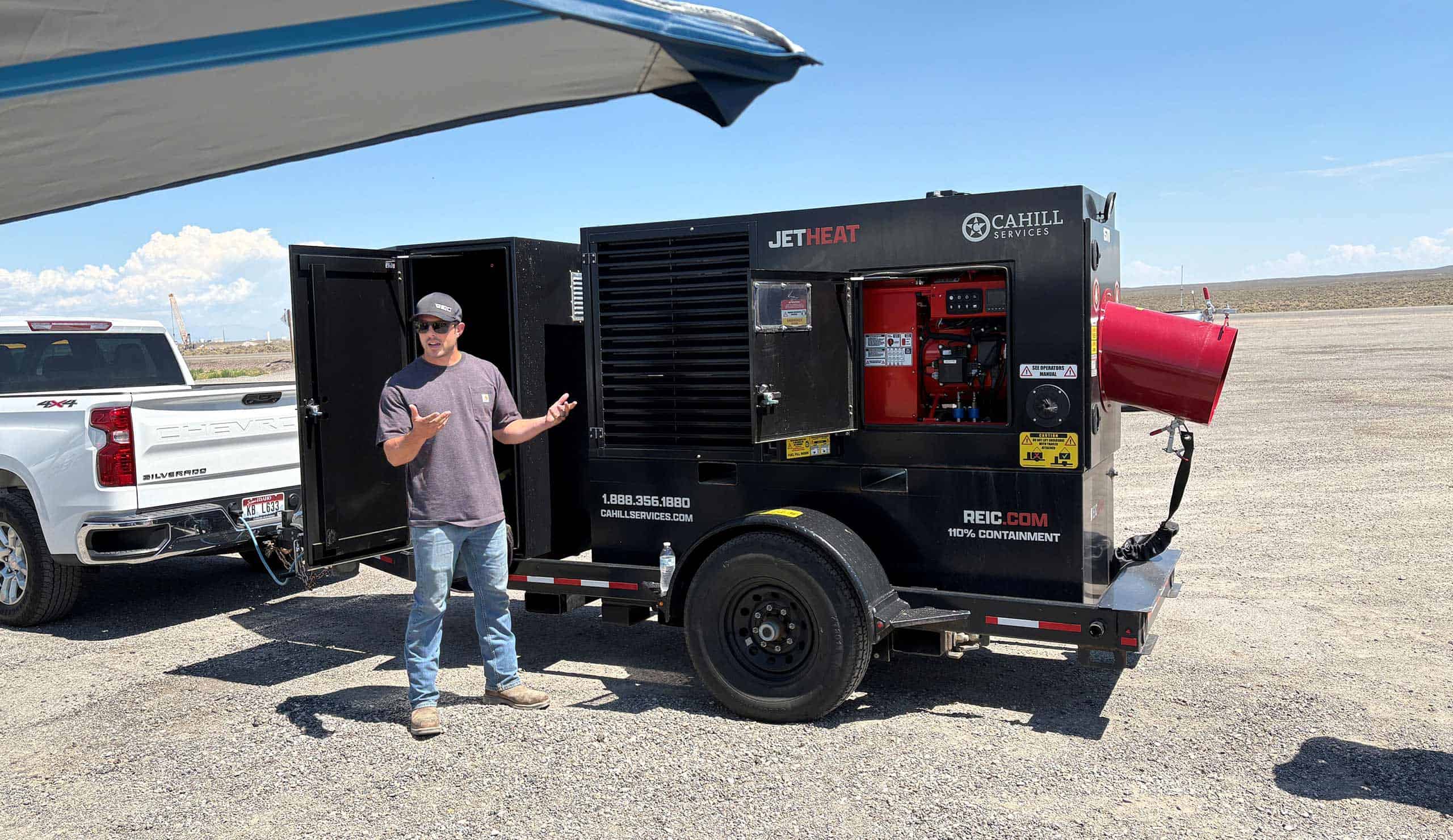 Mobile temporary heating solution for hospital construction sites.